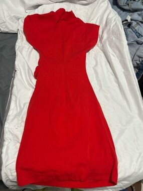 zara red ribbed dress SHORT RIB KNIT DRESS - Coral red